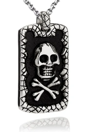 Karisma Kette mit Anhänger Edelstahl Dog Tag Totenkopf Heavy Anhänger mit Schwarzer Beschichtung, - und Edelstahl Kette - DTAGS - 50.0 Zentimeter - Verkäufer: Schmuck