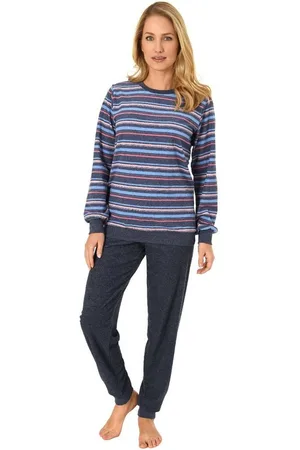 Normann Pyjama Damen Frottee Pyjama mit Bündchen in tollem Streifendesign - Verkäufer: Fairway
