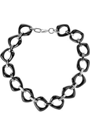 Karisma Kette ohne Anhänger Damen Edelstahl 316 L Kollier Kette - Schwarze Keramik Glieder Breite 20mm -Länge verstellbar von 45 bis 49cm - Verkäufer: Schmuck