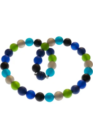 Bella Carina Perlenkette Polaris Kette blau grün grau 14 mm Perlen - Verkäufer: