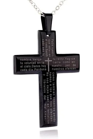 Karisma Kette mit Anhänger Edelstahl Anhänger XL Kreuz Shwarz PVD - Unser Vater im Himmel -, Mit Edelstahl Kette- CRPJL002.60cm - Höhe 60mm - 50.0 Zentimeter - Verkäufer: Schmuck