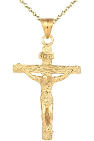 Karisma Kette mit Anhänger Männer Edelstahl Collier Anhänger Halskette -, Kreuz Inri - CSP1006 - Gold - Verkäufer: Schmuck