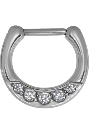 Karisma Piercing-Set Hinged Septum Ring Edelstahl 316L Lippe Nase, Zirkonia Steine JSRZ-01 Stärke 1,6mm - 8.0 Millimeter - Verkäufer: Schmuck