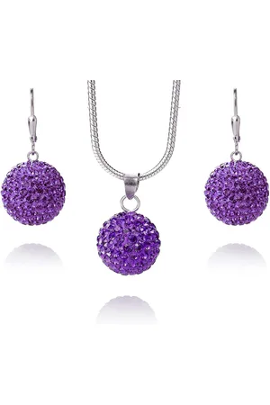 Karisma Schmuckset Schmuck-Set 2 TLG Anhänger Kugel Ohrringe Silber Kette 925, rhodiniert Mit Kristallen 15mm -Lila - Verkäufer: Schmuck