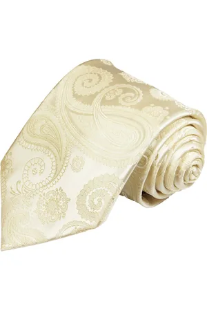 Paul Malone Krawatte Herren Hochzeitskrawatte paisley - Mikrofaser - Bräutigam Breit (8cm), creme V19 - Verkäufer: Jung GmbH