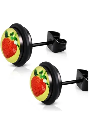 Bungsa Ohrstecker-Set Ohrstecker Erdbeeren Schwarz aus Edelstahl Unisex (1 Paar (2 Stück), 2-tlg), Ohrschmuck Ohrringe - Verkäufer: