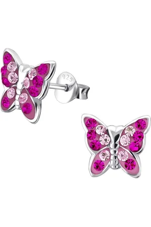 Goldene Hufeisen Paar Ohrstecker Schmetterling Ohrstecker Ohrringe aus 925 Sterling Silber mit Kristall (1 Paar, inkl. Etui), Mädchen Kinder Geschenkidee - Verkäufer:
