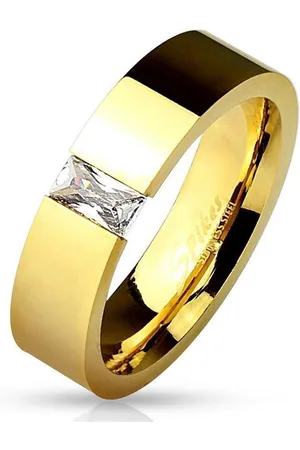 Bungsa Fingerring Ring rechteckiger Kristall Gold aus Edelstahl Unisex (Ring, 1-tlg), Frauen Mädchen - Verkäufer: