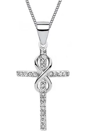 Goldene Hufeisen Kette und Anhänger Set Kreuz Unendlichkeit Anhänger mit Kette 925 Silber Rhodiniert Damen (2-tlg, inkl. Etui), Rhodiniert - Verkäufer: