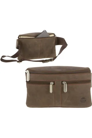Bear Design Bauchtasche Dark-Nature Leder, flache Hüfttasche 25x14cm, für Damen und Herren, antik braunes Leder - Verkäufer: Ordnung und mehr