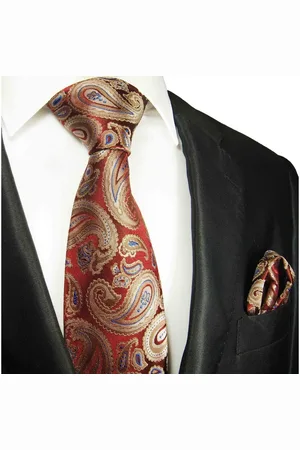 Paul Malone Krawatte Herren Seidenkrawatte mit Tuch modern paisley brokat 100% Seide (Set, 2-St., Krawatte mit Einstecktuch) Breit (8cm), beige blau 2066 - Verkäufer: Jung GmbH