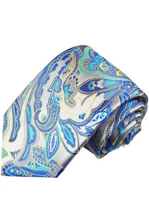 Paul Malone Krawatte Elegante Seidenkrawatte Herren Schlips paisley brokat 100% Seide Schmal (6cm), silber 2019 - Verkäufer: Jung GmbH