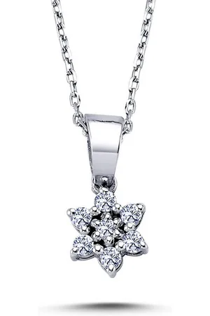 EinStein Diamant Goldkette Diamant Halskette Blume Anhänger 14 Karat Weißgold - Verkäufer: