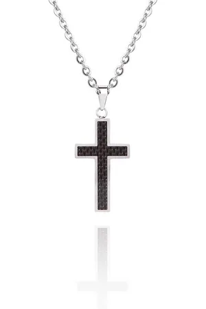 Karisma Kette mit Anhänger Edelstahl Kettenanhänger Kreuz Karboneinlage mattpoliert, mit Edelstahlkette - 50.0 Zentimeter - Verkäufer: Schmuck