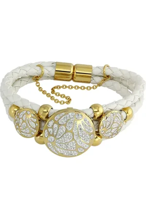 Amello Edelstahlarmband Leder Damenarmband Kreis 19cm (Armband), Armbänder für Damen aus Edelstahl (Stainless Steel), vergoldet (Gelbgo - Verkäufer: Fit4Style Silberschmuck - IMPPAC