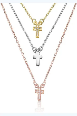 Karisma Kette mit Anhänger 3-Reihige Silber Kette 925 3-Farben Gelbgold Roségold Silber, rhodiniert Kreuze - Verkäufer: Schmuck
