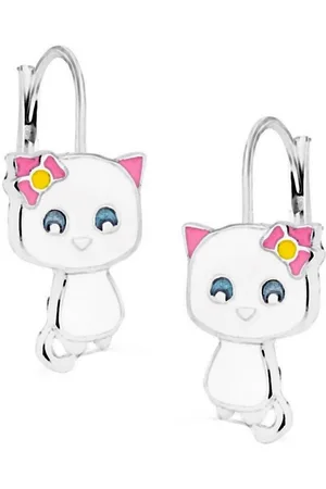 Goldene Hufeisen Paar Ohrhänger Kätzchen Katze Mädchen Kinder Klappbrisuren Ohrringe 925 Silber (1 Paar, inkl. Etui), Rhodiniert - Verkäufer: