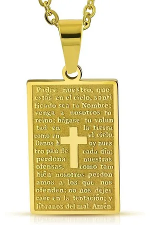 Bungsa Anhänger Set Anhänger Vaterunser eckig goldfarben aus Edelstahl Unisex (1-tlg), Pendant Halsketten - Verkäufer: