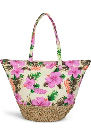 styleBREAKER Strandtasche Strandtasche mit Hibiskus und Bast (1-tlg) - Verkäufer:
