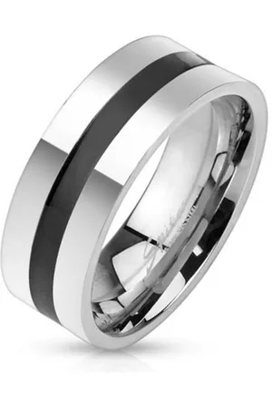 Bungsa Fingerring Ring schwarzer Mittelring Silber aus Edelstahl Unisex (Ring, 1-tlg), Männer - Verkäufer: