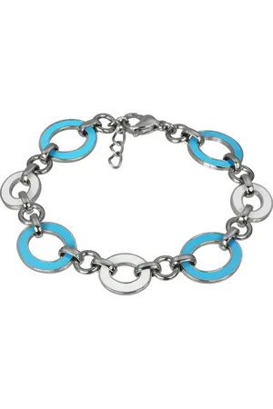 Amello Edelstahlarmband Oval Armband türkis weiß Damen (Armband), Armband (Oval) ca. 18cm + 2cm Verlängerung, Edelstahl (Stainless Steel - Verkäufer: Fit4Style Silberschmuck - IMPPAC
