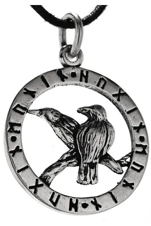 Kiss of Leather Kettenanhänger Odins Raben Hugin Munin Sterling Silber 925 Namen Runen Ring - Verkäufer: