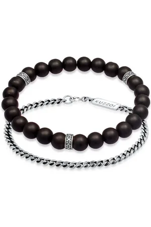 Kuzzoi Armreif Herren Set Panzer Onyx Perlen 925 Silber, Kugel - Verkäufer: JULIE & GRACE GmbH