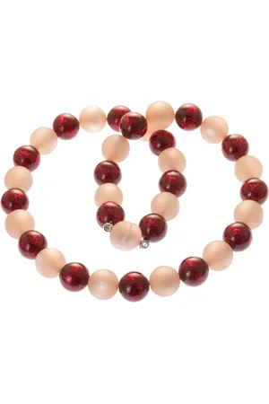 Bella Carina Perlenkette Polaris Perlen Kette 14 mm rosa rot mit Glitzer Effekt - Verkäufer: