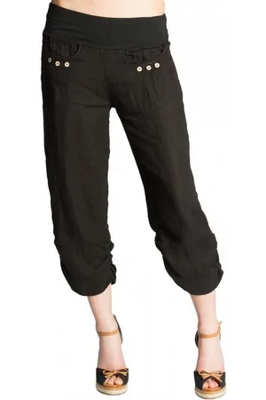 CASPAR Leinenhose KHS017 Damen 3/4 Hose aus robustem Leinen mit breitem Stretch Bund - Made in Italy - Verkäufer: & SIKORA