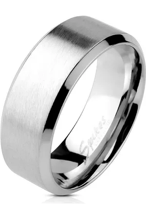 Bungsa Fingerring Ring mit schrägem Rand Silber aus Edelstahl Unisex (Ring, 1-tlg), Damen Herren - Verkäufer: