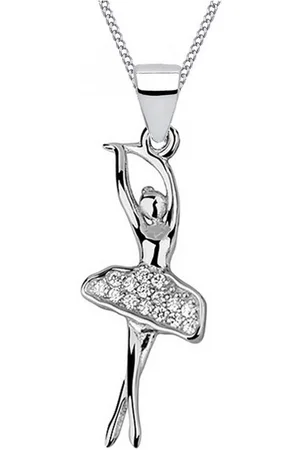 Goldene Hufeisen Kette mit Anhänger Mädchen Kinder Ballerina Tänzerin Anhänger mit Kette aus 925 Silber (2-tlg, inkl. Etui), Rhodiniert, Pavefassung - Verkäufer:
