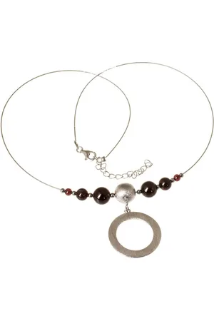 Bella Carina Collier Kette mit Granat und Anhänger Kreis, 925 Silber - Verkäufer: