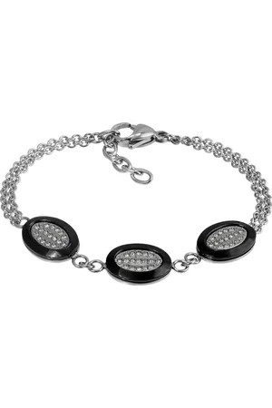 Amello Edelstahlarmband Oval Armband silber schwarz (Armband), Armbänder für Damen Edelstahl (Stainless Steel) - Verkäufer: Fit4Style Silberschmuck - IMPPAC