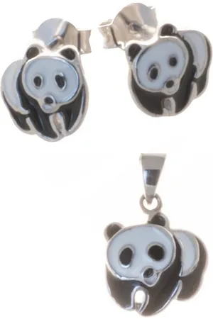 Bella Carina Schmuckset Panda Bär Set 925 Silber (Anhänger und Ohrstecker, 2-tlg), 925 Silber emailliert - Verkäufer: