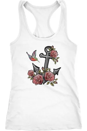 Neverless Tanktop Damen Tank-Top Anker Rosen Patch Tropical Anchor Stick-Optik Racerback ® - Verkäufer: Akowi