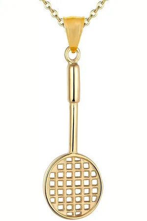 Karisma Kette mit Anhänger Männer Edelstahl Collier Anhänger Halskette -, Tennisschläger Sport - CSP1008 - Gold - Verkäufer: Schmuck