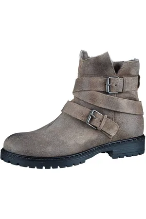 Momino Stiefel 4137 Damen Teens Stiefeletten Lammfell Leder Beige Schnürstiefelette - Verkäufer: Alex und Elis Kinderschuhe