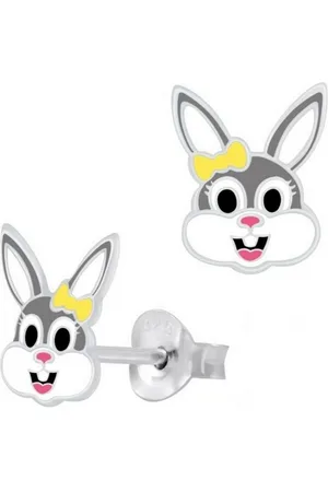 Goldene Hufeisen Paar Ohrstecker Mädchen Ohrstecker Hase Kinder Ohrringe aus 925 Sterling Silber (1 Paar, inkl. Etui), mit Emaille - Verkäufer: