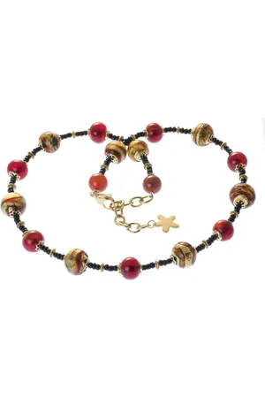 Bella Carina Perlenkette Kette mit echten Murano Glas Perlen mit Goldfolie gold schwarz - Verkäufer: