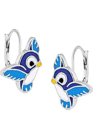 Goldene Hufeisen Paar Ohrhänger Spatz Vogel Ohrringe 925 Sterling Silber mit Emaille (1 Paar, inkl. Etui), rhodiniert - Verkäufer: