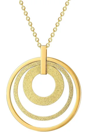 Karisma Kette mit Anhänger Damen Edelstahl Anhängerkette Collier 3 Kreise, 80cm Lang CQD105 - Gold - Verkäufer: Schmuck