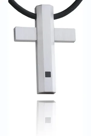 Karisma Kette mit Anhänger Edelstahl Anhänger Kreuz 316L Matt Mit Kautschuk Kette, Männeschmuck- 50cm - Verkäufer: Schmuck