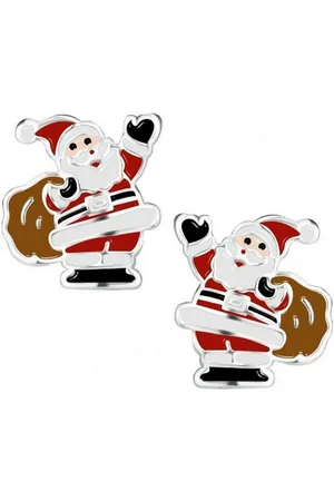 Goldene Hufeisen Paar Ohrstecker Mädchen Ohrstecker Weihnachtsmann Kinder Ohrringe 925 Silber Nikolaus (1 Paar, inkl. Etui), mit Emaille - Verkäufer: