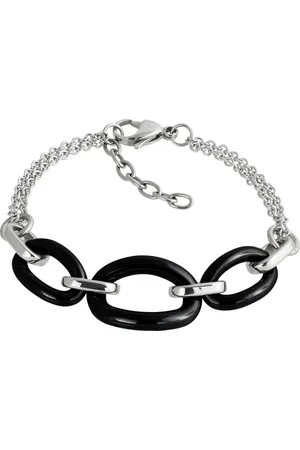 Amello Edelstahlarmband Ovale Armband silber schwarz (Armband), Armbänder für Damen Edelstahl (Stainless Steel) - Verkäufer: Fit4Style Silberschmuck - IMPPAC