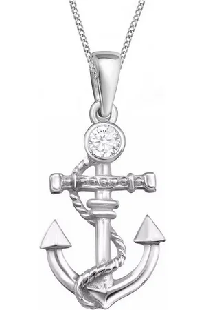 Goldene Hufeisen Kette mit Anhänger Anker Anhänger mit Kette aus 925 Sterling Silber mit Zirkonia (2-tlg, Anhänger mit Kette, inkl. Etui), mit Zirkonia (synth) - Verkäufer: