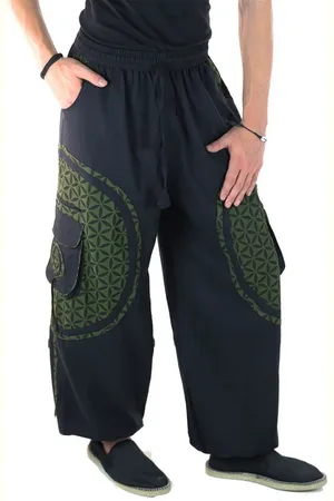 Kunst und Magie Haremshose KUNST&MAGIE trendige Baggyhose bunte Lebensblume Hippiehose Cargo Hose - Verkäufer: