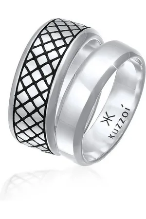 Kuzzoi Silberring Herren Bandring Basic 2er Set 925 Silber, Ring Set - Verkäufer: JULIE & GRACE GmbH