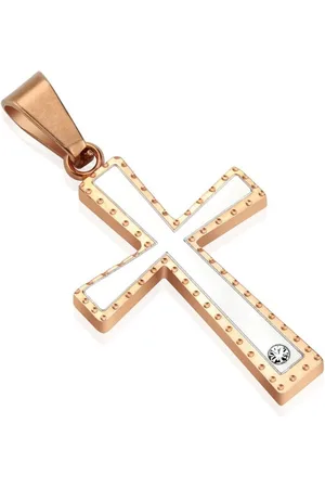 Bungsa Anhänger Set Anhänger Kreuz mit Zirkonia Rosegold aus Edelstahl Unisex (1-tlg), Pendant Halsketten - Verkäufer: