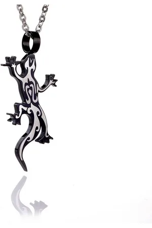 Karisma Kette mit Anhänger Edelstahl Anhänger Gecko Schwarz PVD Herrenschmuck, Unisex mit Edelstahlkette 50cm - Verkäufer: Schmuck
