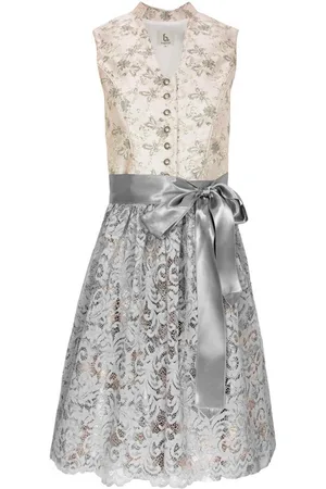 Bergweiss Trachten Dirndl Hochgeschlossenes Kleid "Fabienne" mit Spitzenschürze - Verkäufer: Trachtenland